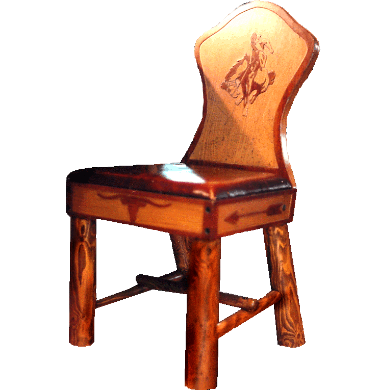 keyhole chair with bucking bronco routed and painted design